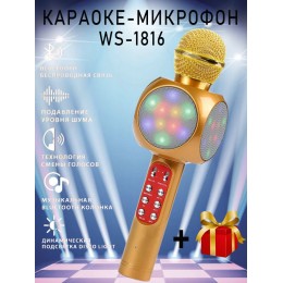 Караоке Микрофон Wster, WS-1816,для праздника, микрофон с колонкой, светомузыка