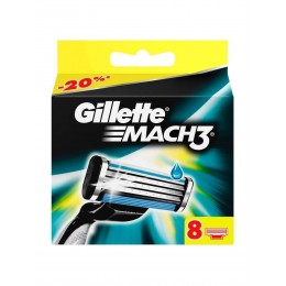 Сменные кассеты GILLETTE Mach3 / Лезвия для бритв / Картриджи GILLETTE Mach3/ 8 картриджей